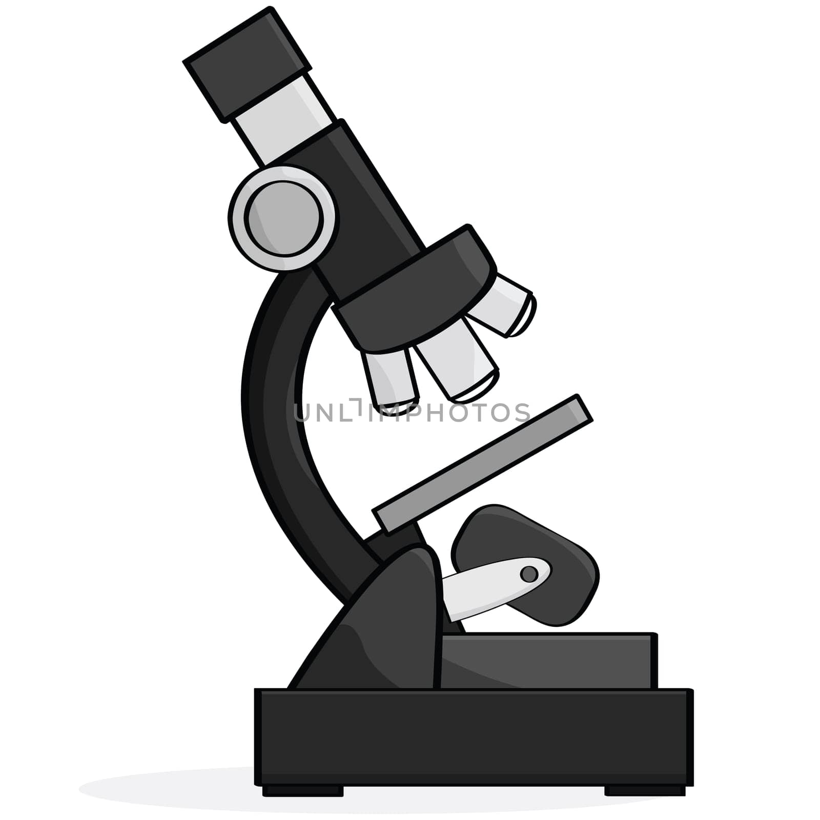 Cartoon illustration of an optical microscope