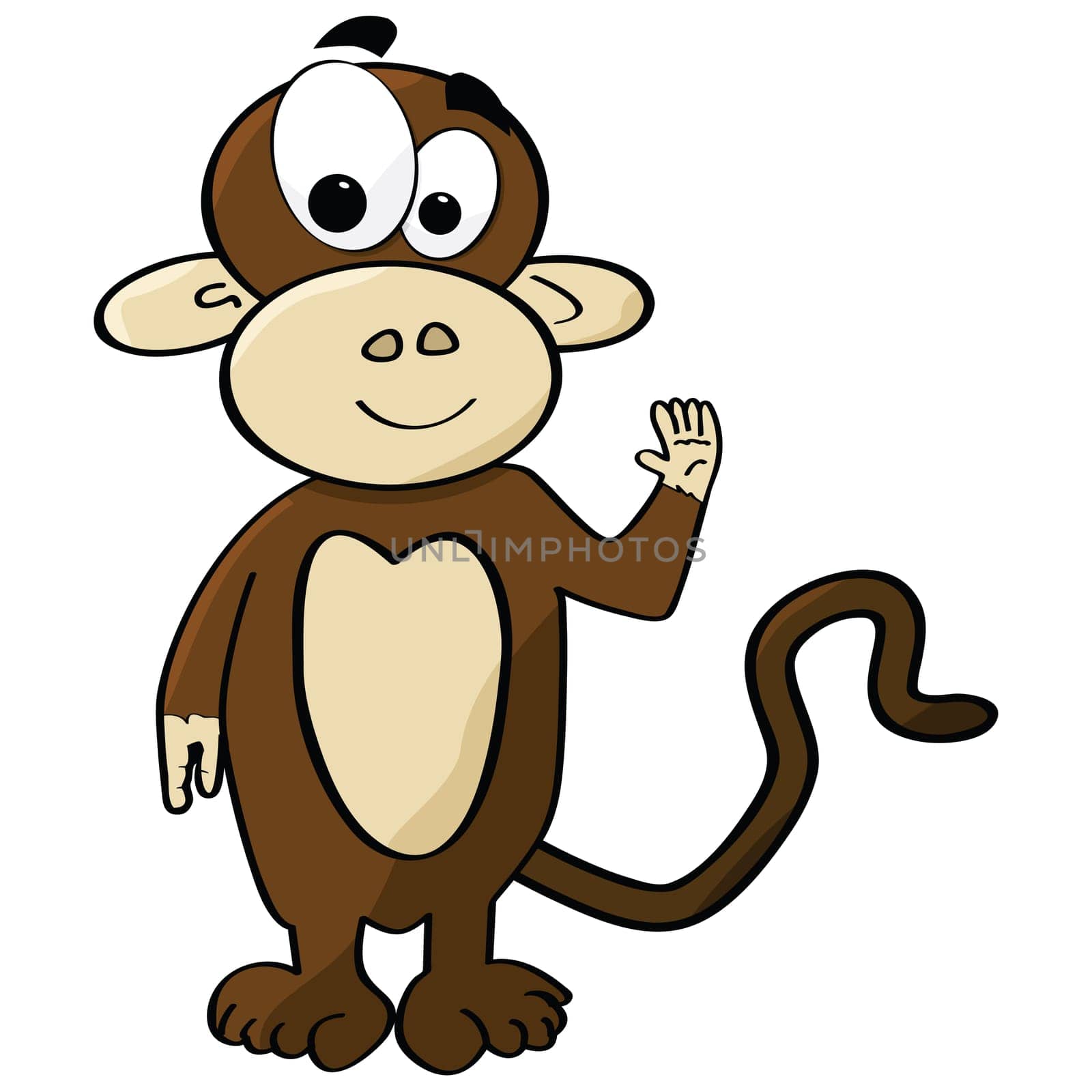 Cartoon illustration of a cute monkey waving