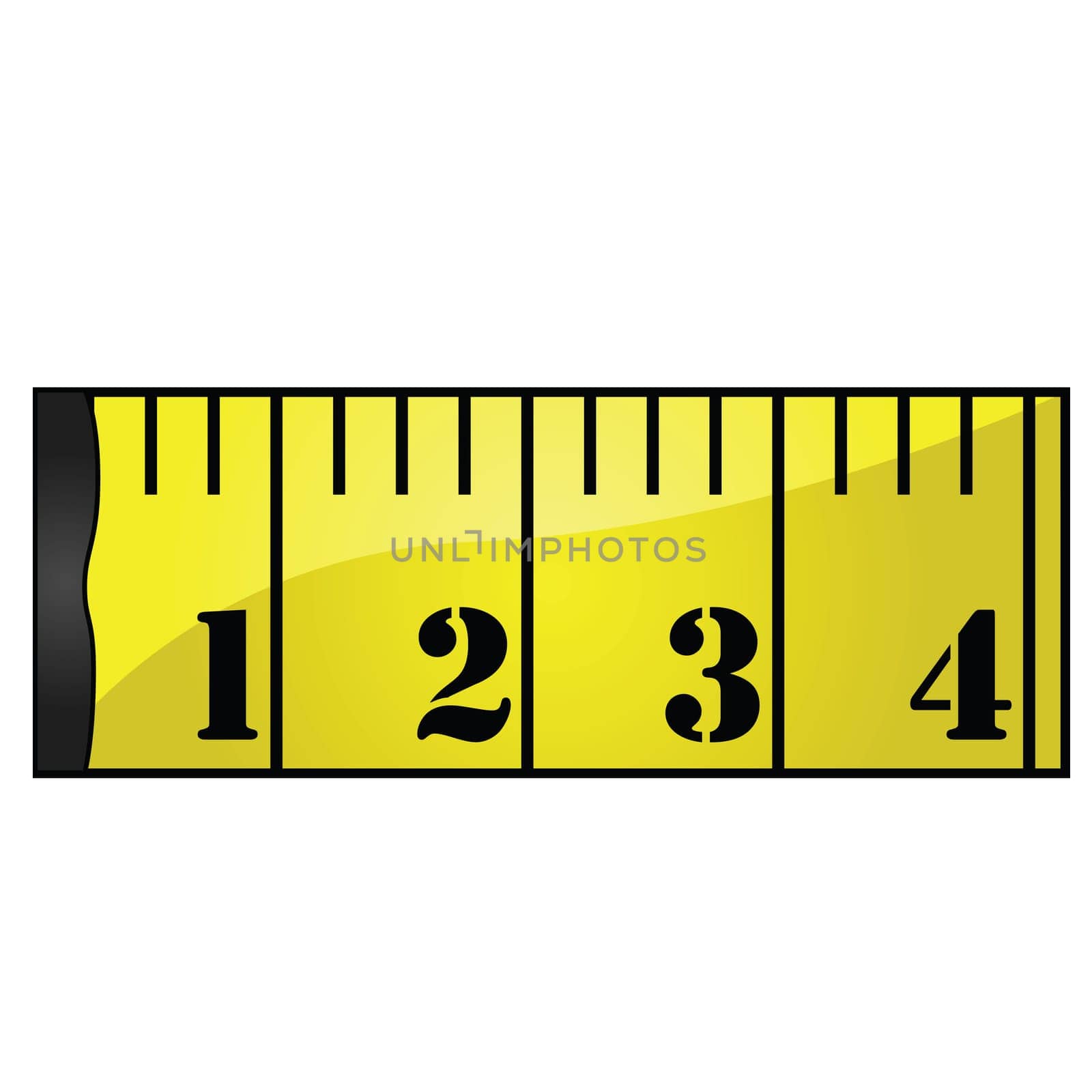 Glossy illustration of a yellow measuring tape