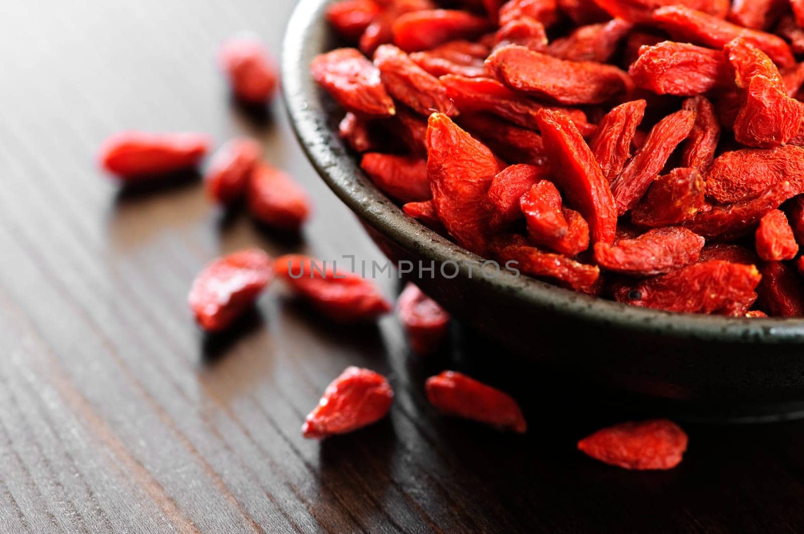 Full bowl of red dried goji berries