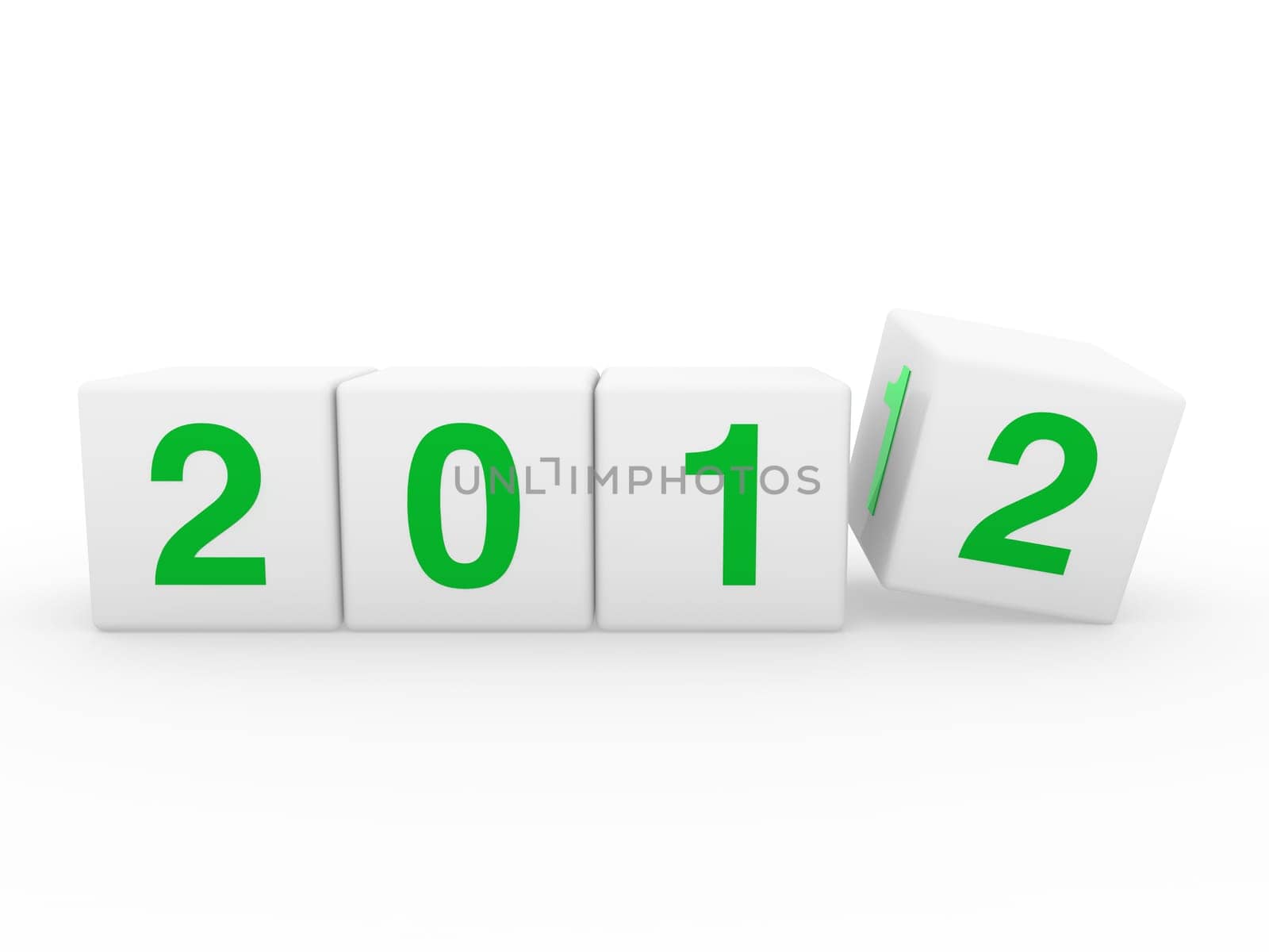 2011 2012 happy new year green 3d cube