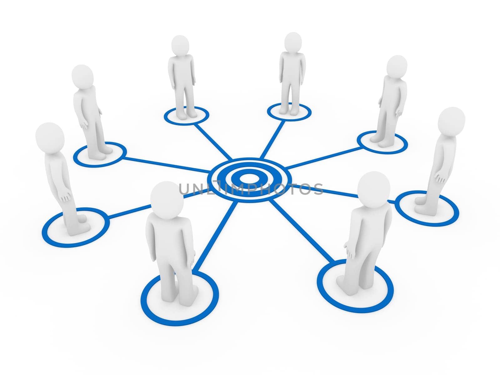 3d human men connection team teamwork circle blue