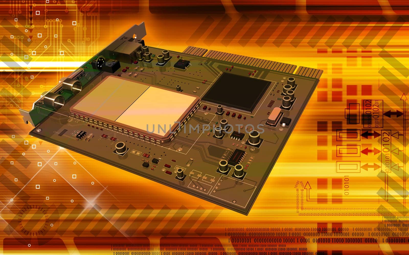 Digital illustration of video capture card in colour background