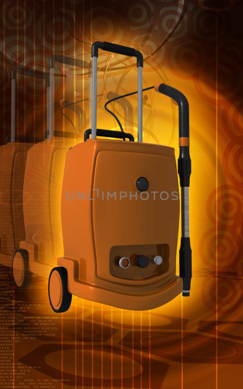 Digital illustration of vacuum cleaner in colour background
