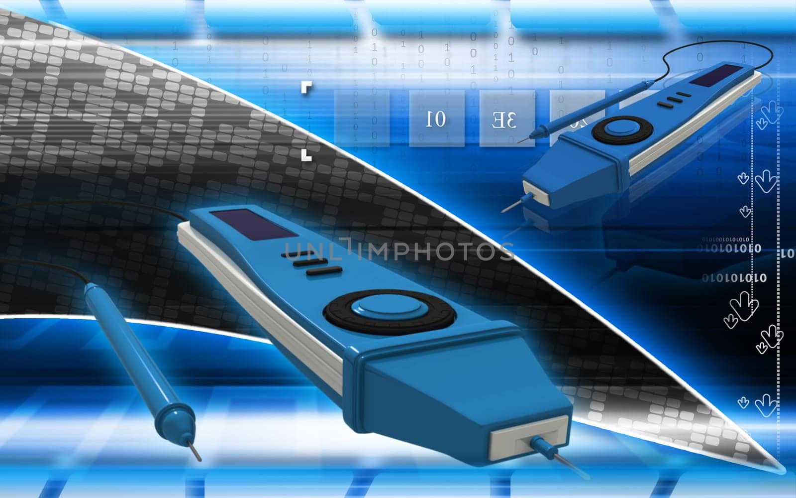 Digital illustration of digital multi mater in colour background