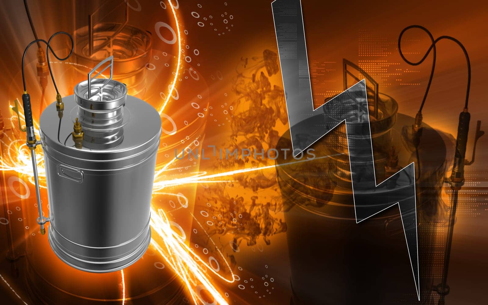 Digital illustration of a Pressure sprayer in colour background