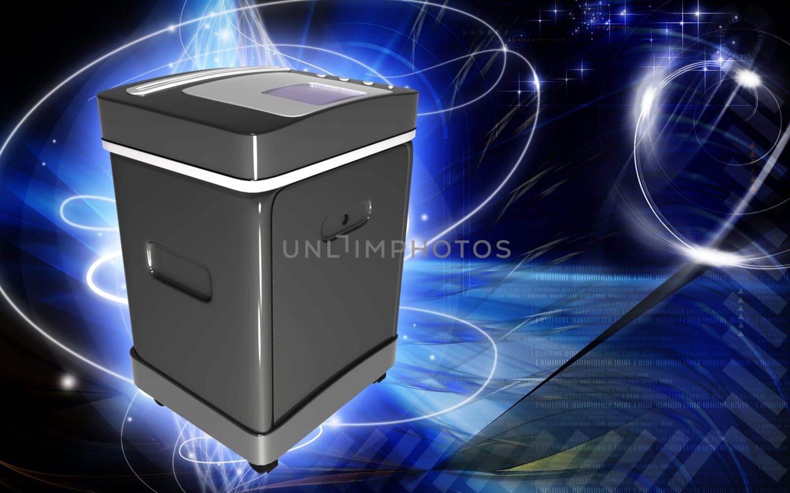 Digital illustration of a Card shredder in colour background