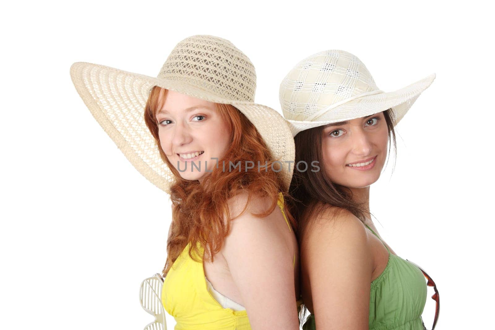 Two women hands fight, isolated on white background