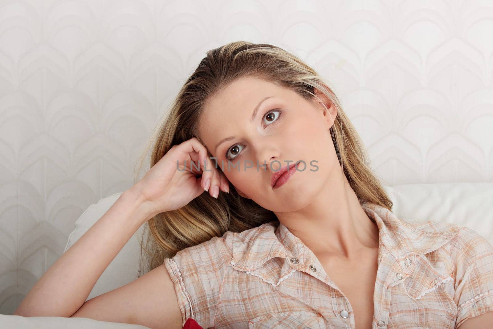 Woman sitting in living room