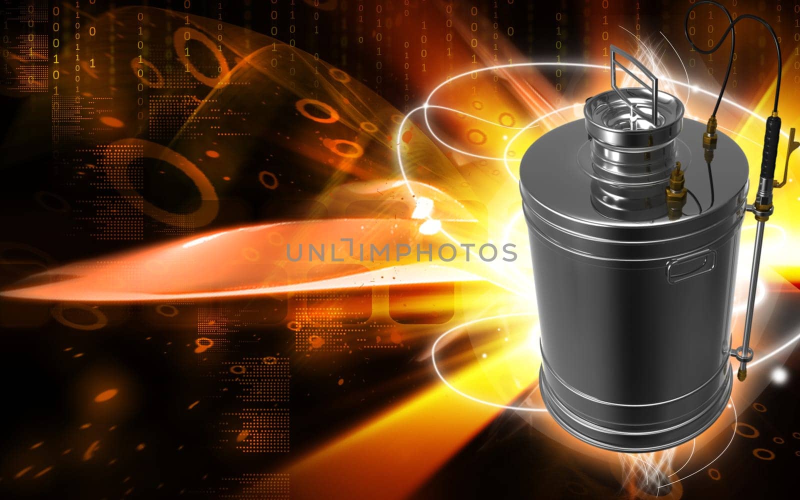 Digital illustration of a Pressure sprayer in colour background