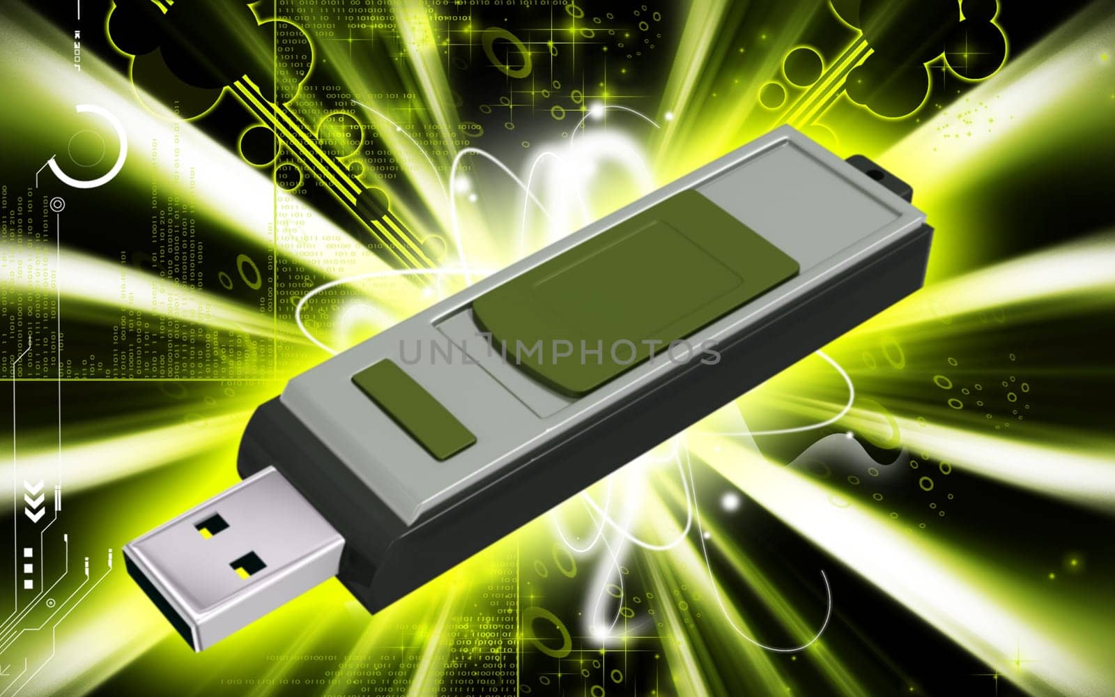 Digital illustration of a pen drive in background