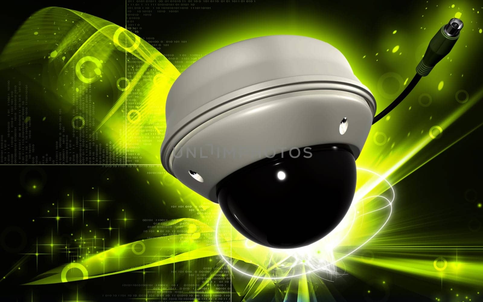 Digital illustration of security camera in colour background