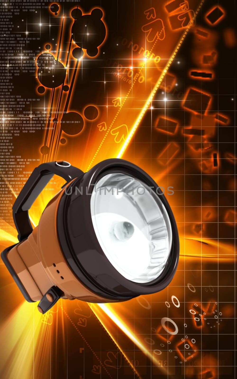 Digital illustration of rechargeable spot light in colour background