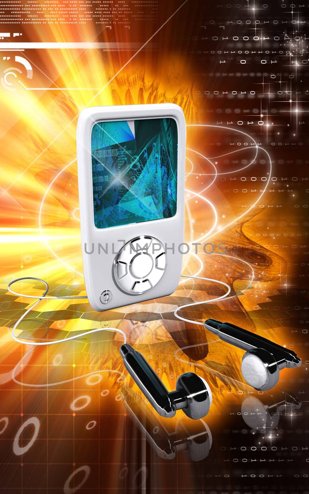 Digital illustration of an I Pod in colour background
