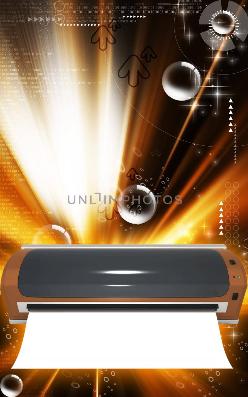Digital illustration of a Laminator in colour background