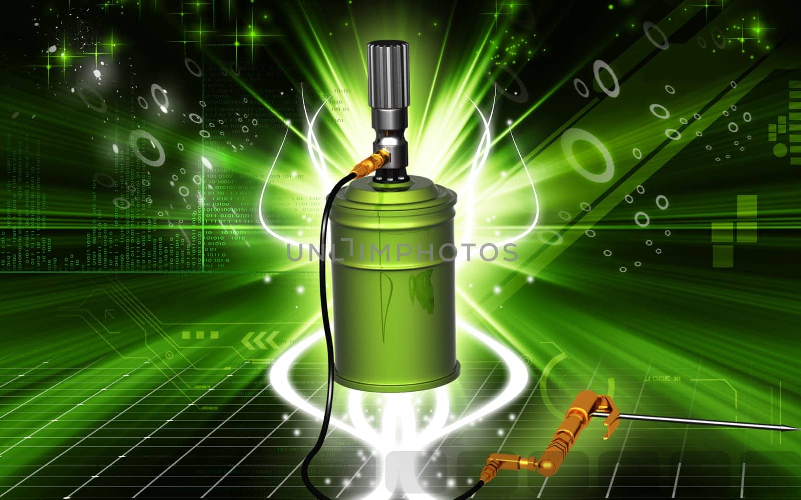 Digital illustration of air grease pump in colour background