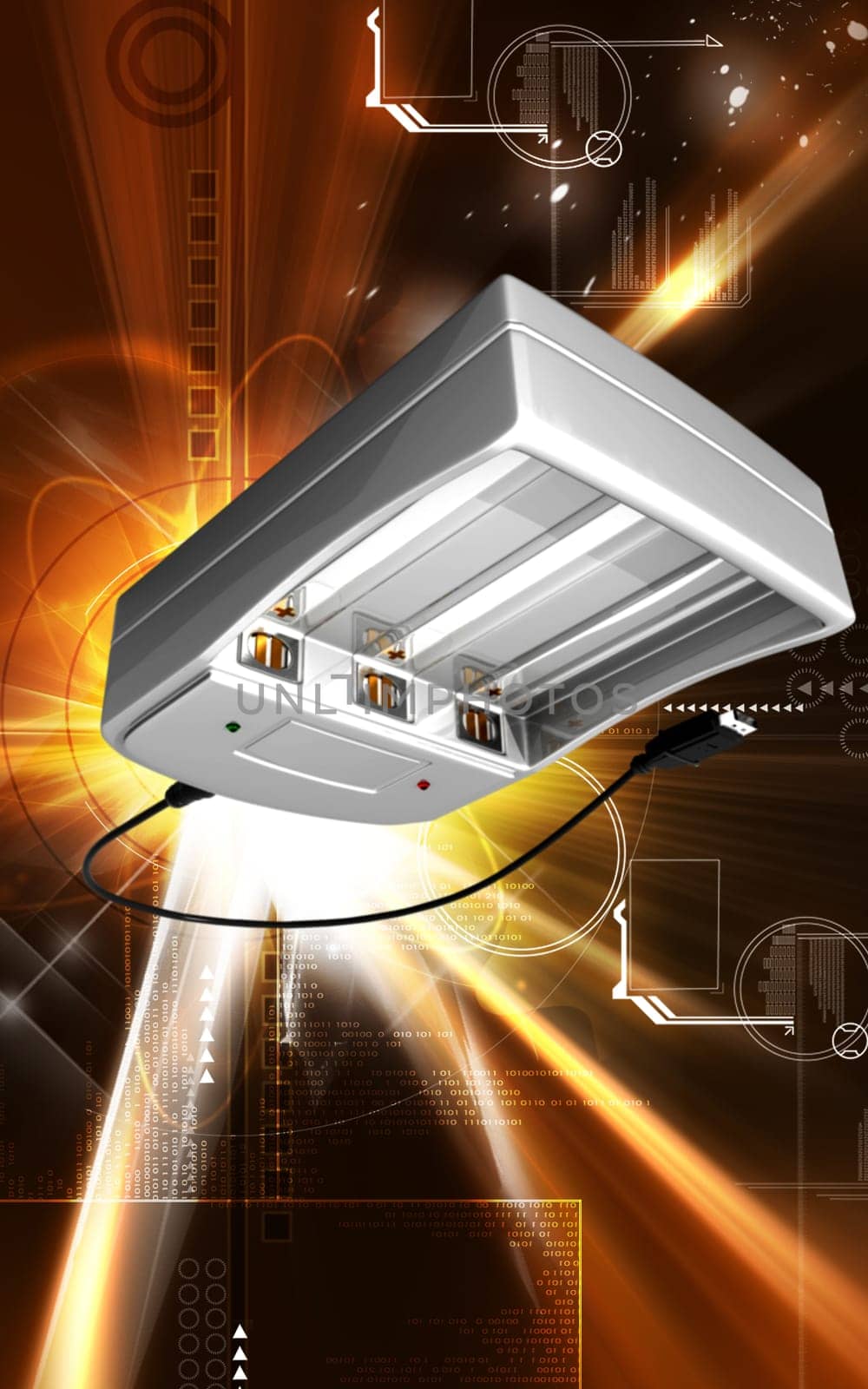 Digital illustration of AAA Charger in colour background