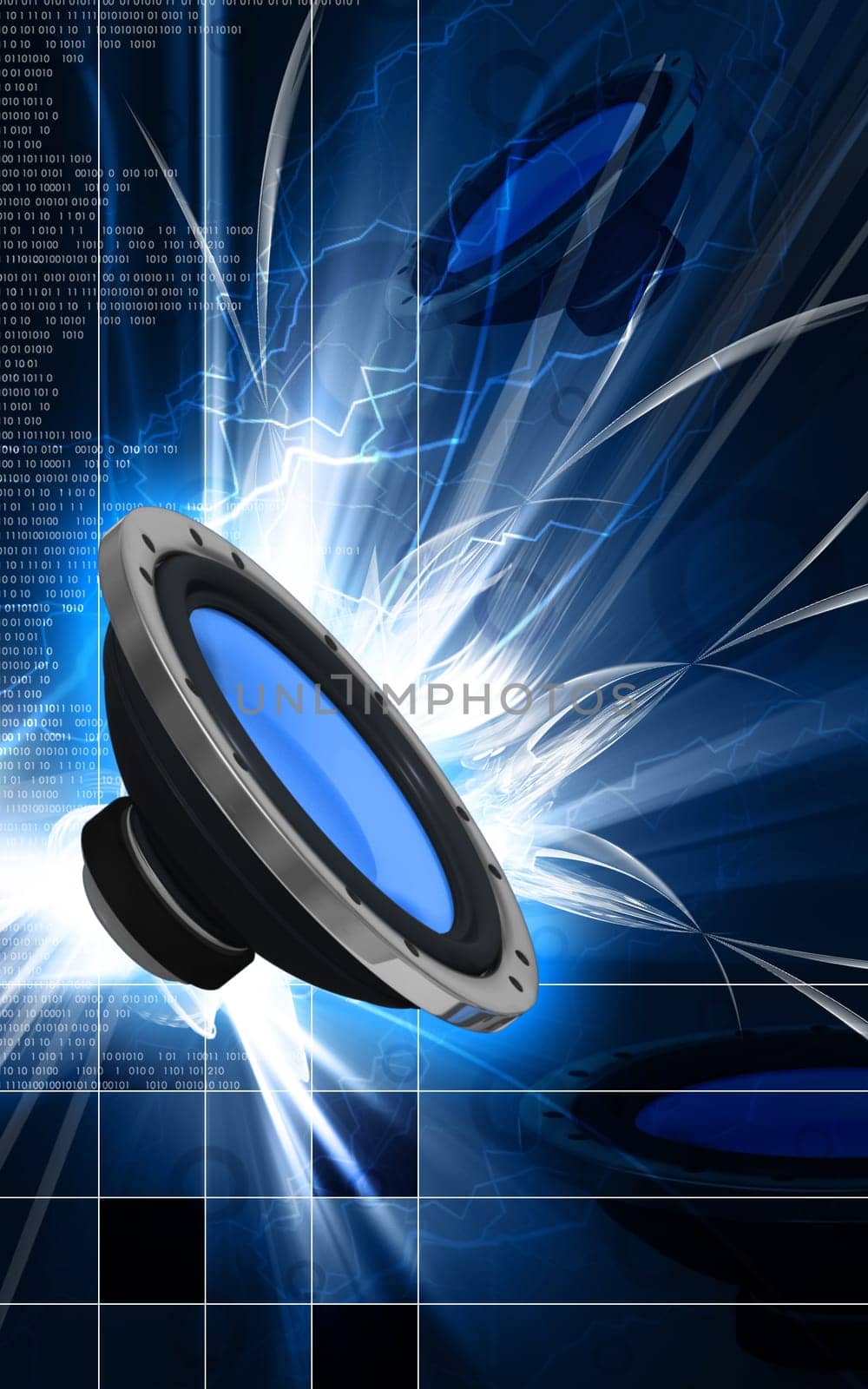 Digital illustration of car stereo in colour background