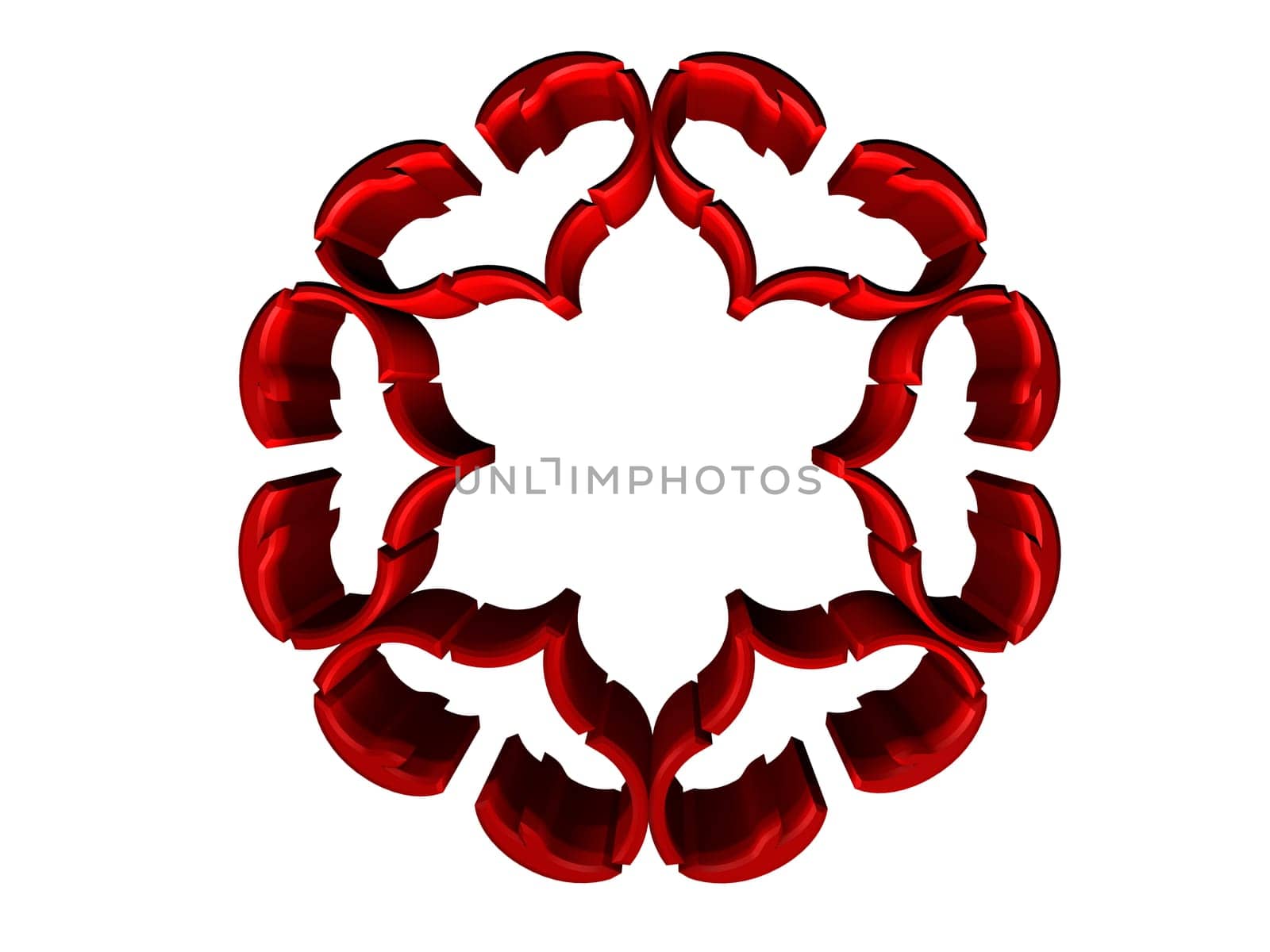 Design element to cut out - abstract flower of heart shapes - 3D