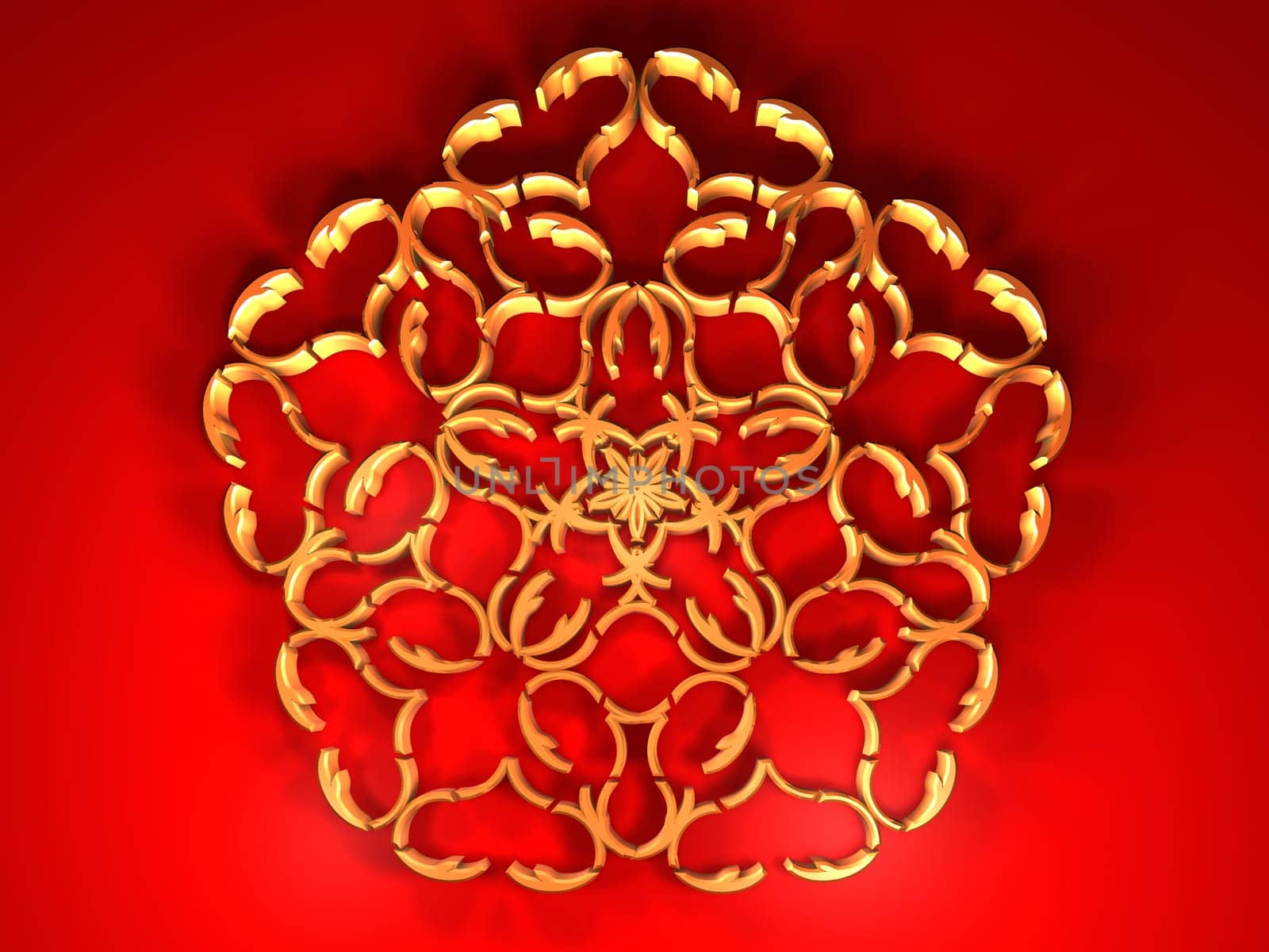 Abstract Flower Background with Heart Shapes - 3D