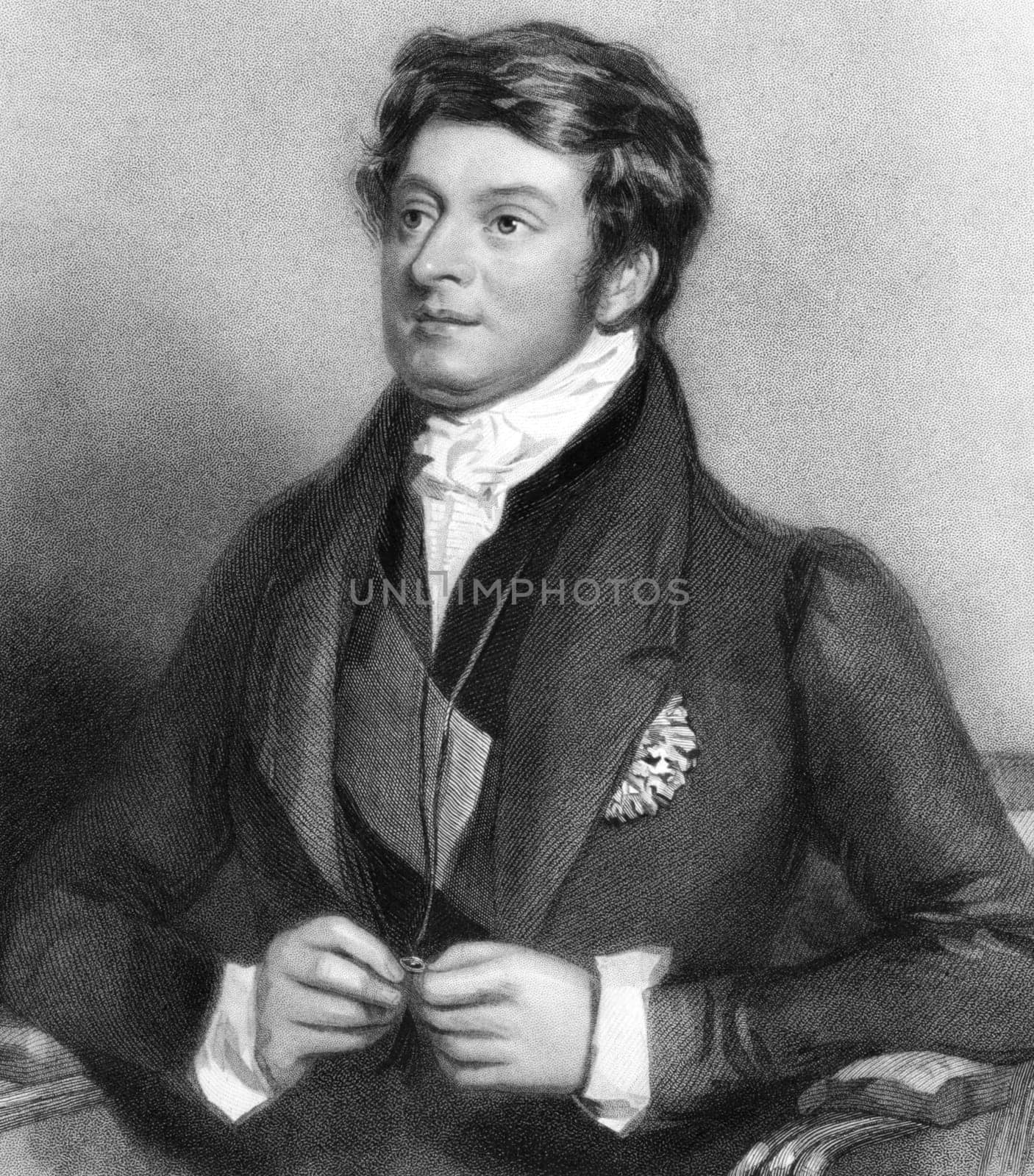 Charles Manners-Sutton, 1st Viscount Canterbury (1780-1845) on engraving from 1838. British Tory politician who served as Speaker of the House of Commons during 1817-1835. Engraved by H.B.Hall after a painting by A.E.Chalon