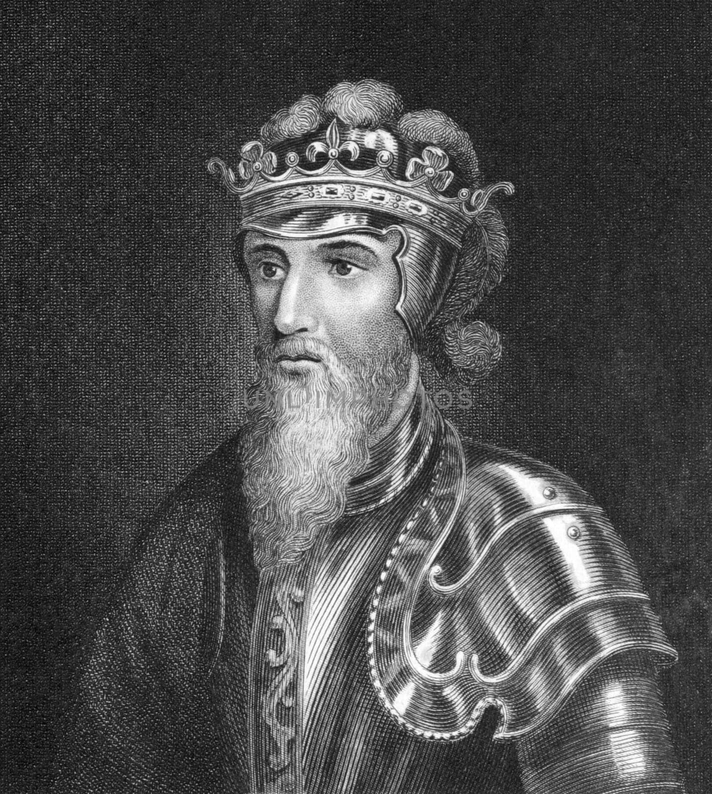 Edward III of England (1312 -1377) on engraving from 1830. King of England during 1327-1377. Published in London by Thomas Kelly.