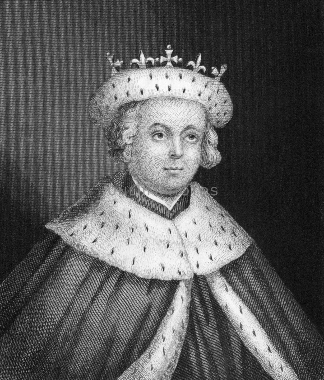 Edward V (1470-1483) on engraving from 1830. King of England for two months during 1483. Published in London by Thomas Kelly.