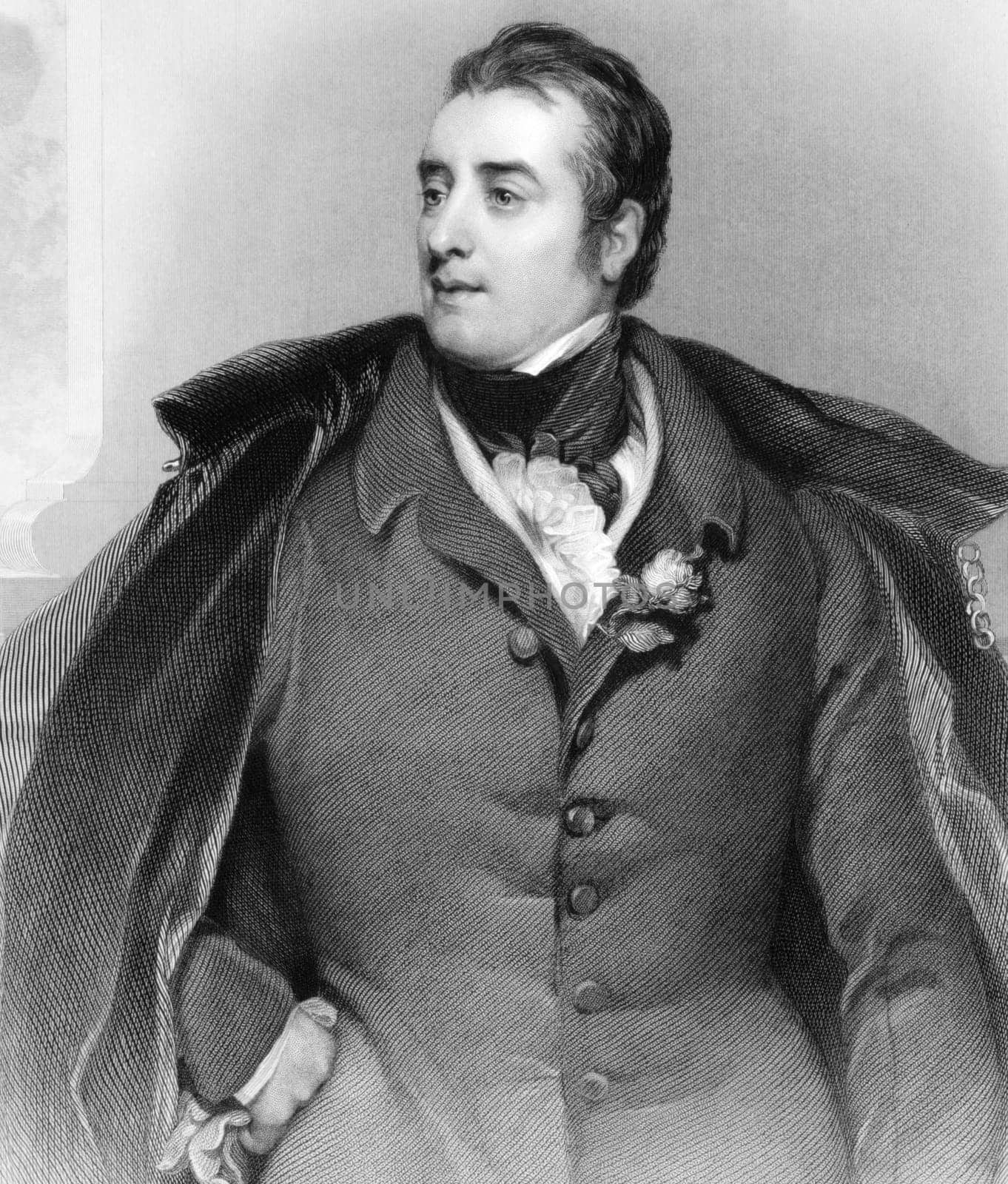 George William Finch-Hatton, 10th Earl of Winchilsea, 5th Earl of Nottingham (1791-1858) on engraving from 1839. Politician. Engraved by H.Robinson after a painting by Phillips.