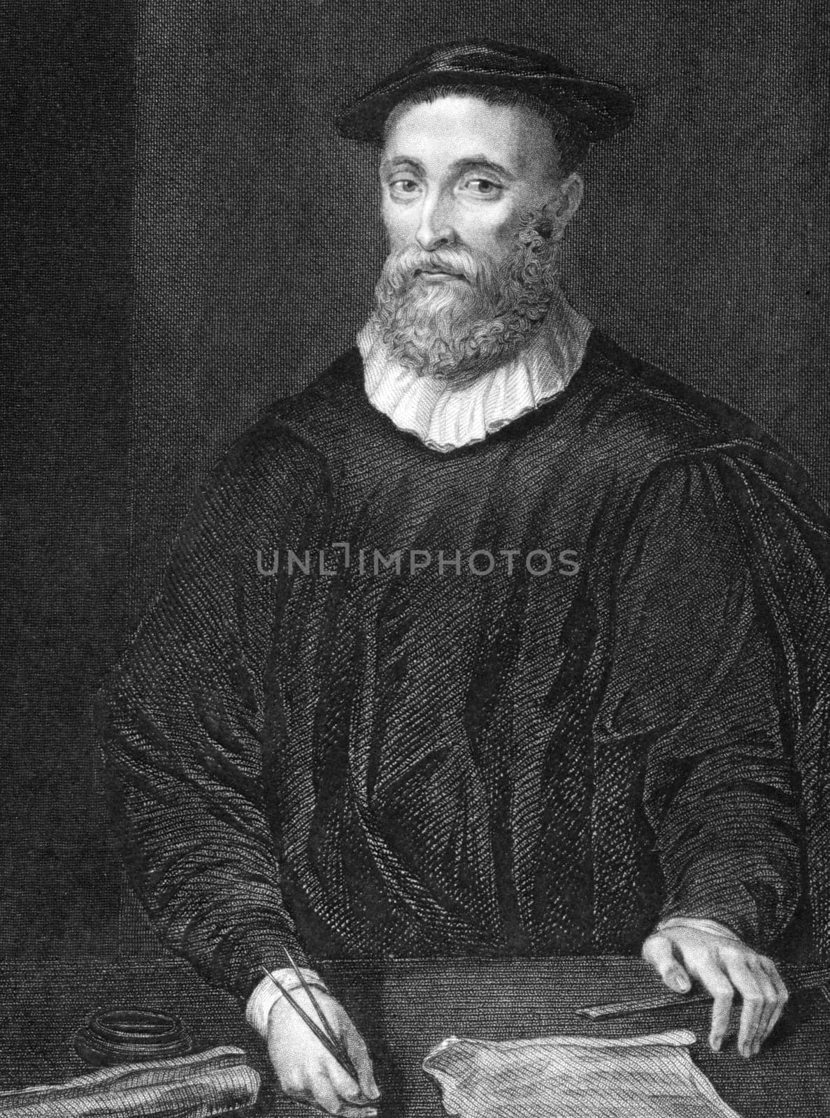 John Knox (1510-1572) on engraving from 1838. Scottish clergyman. Engraved by H.T.Ryall and published by J.Tallis &amp  Co.