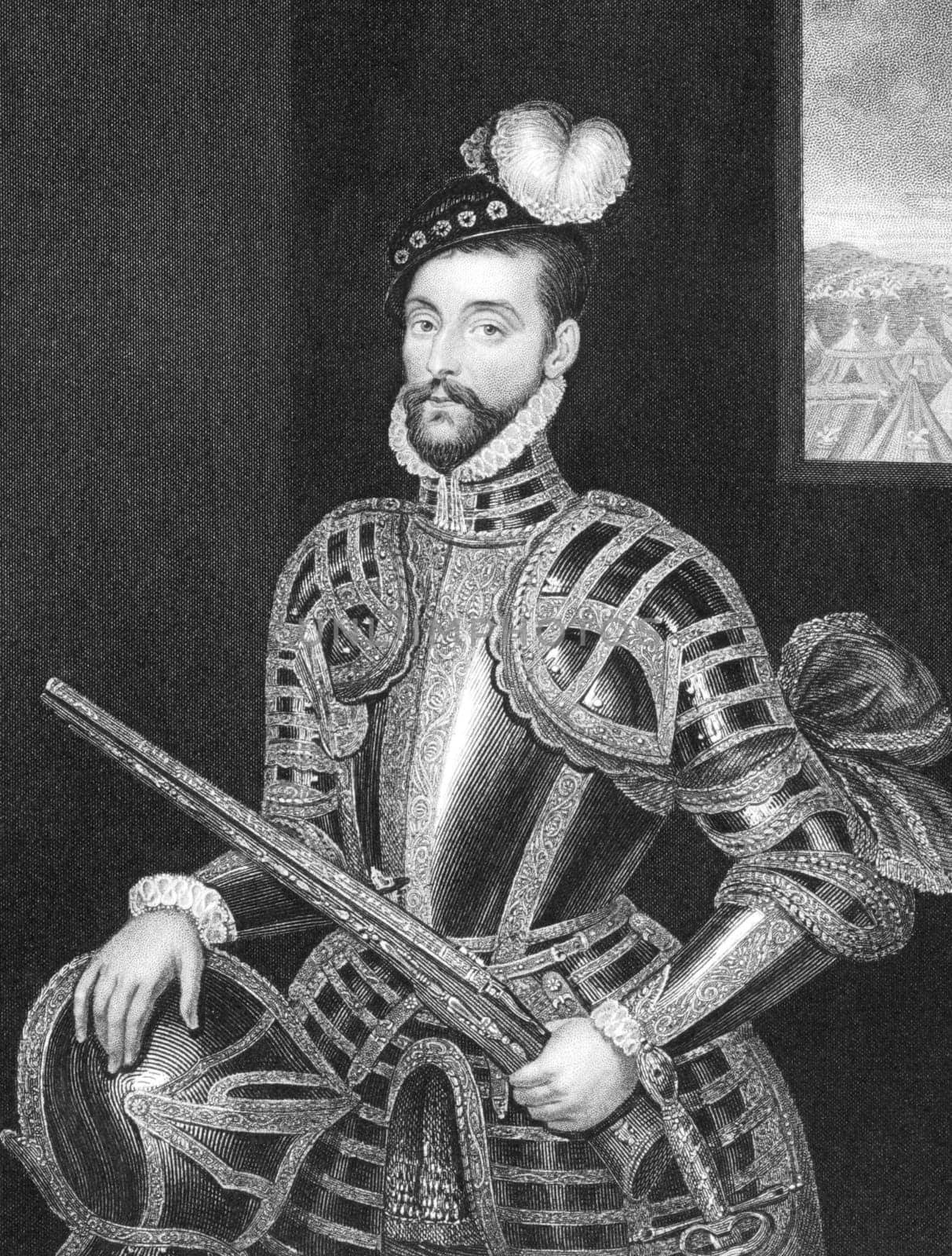 William Stanley (1435-1495)  on engraving from 1838. English soldier who fought with his troops in several battles of the Wars of the Roses. Engraved by H.Robinson and published by Fisher, Son &amp  Co London.