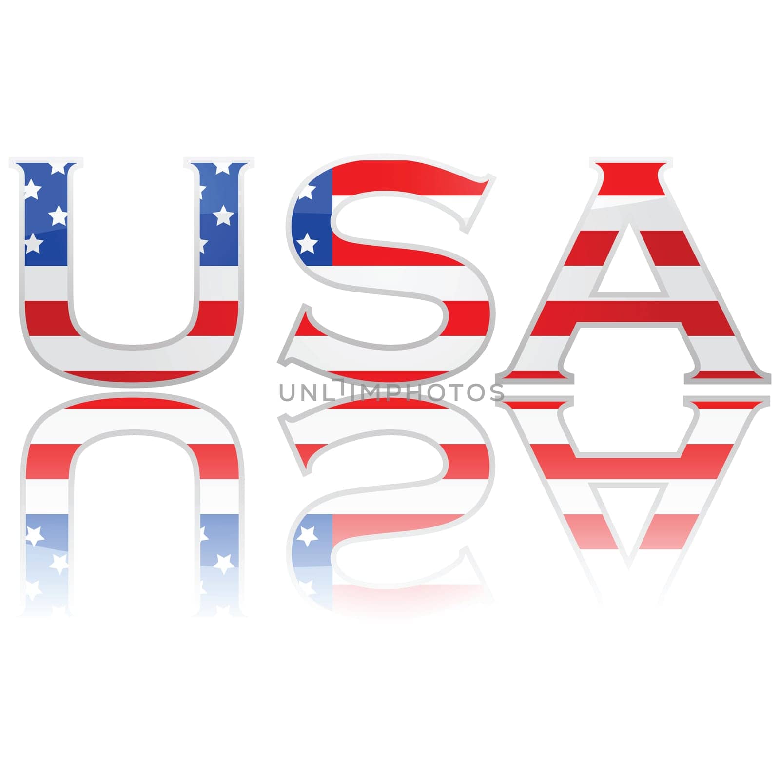 Concept illustration showing the United States flag within the letters USA