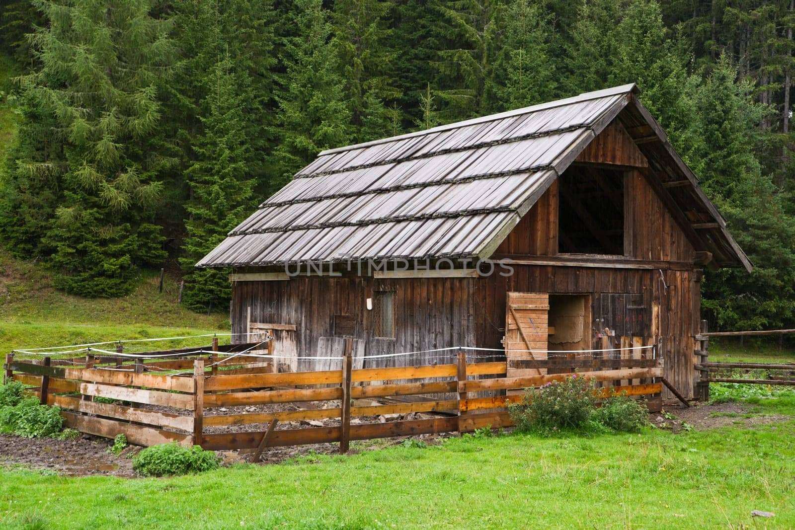 A traditional wooden hut in the carinthian alps.