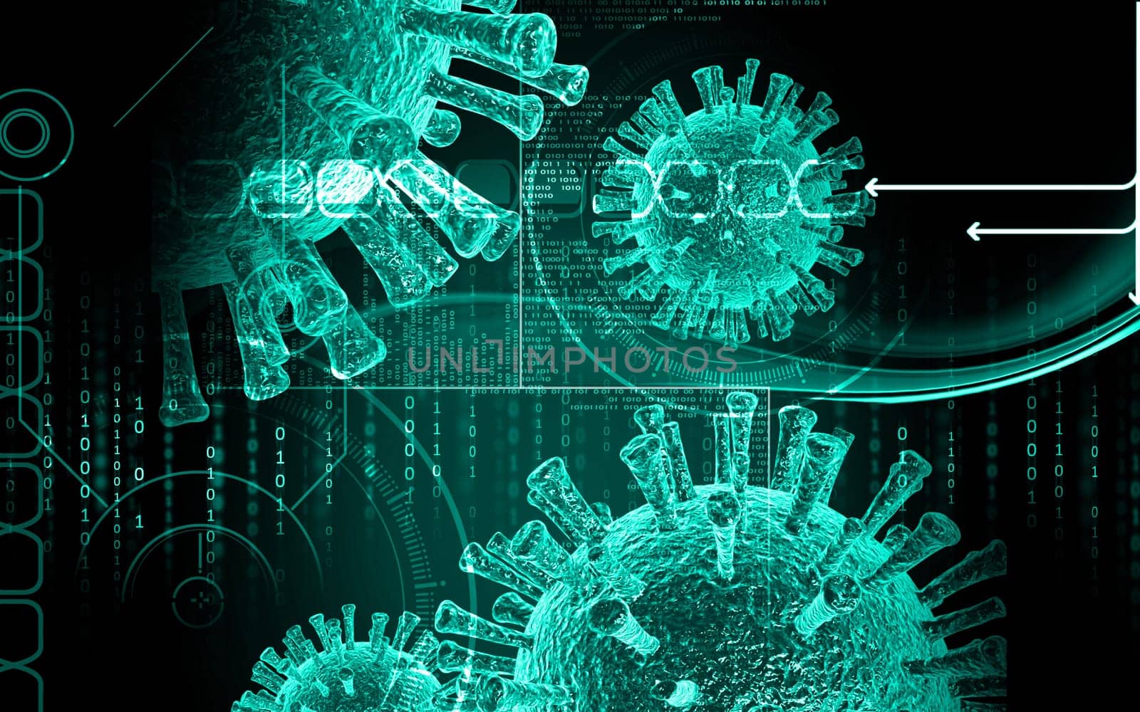 Digital illustration of avian virus in colour background