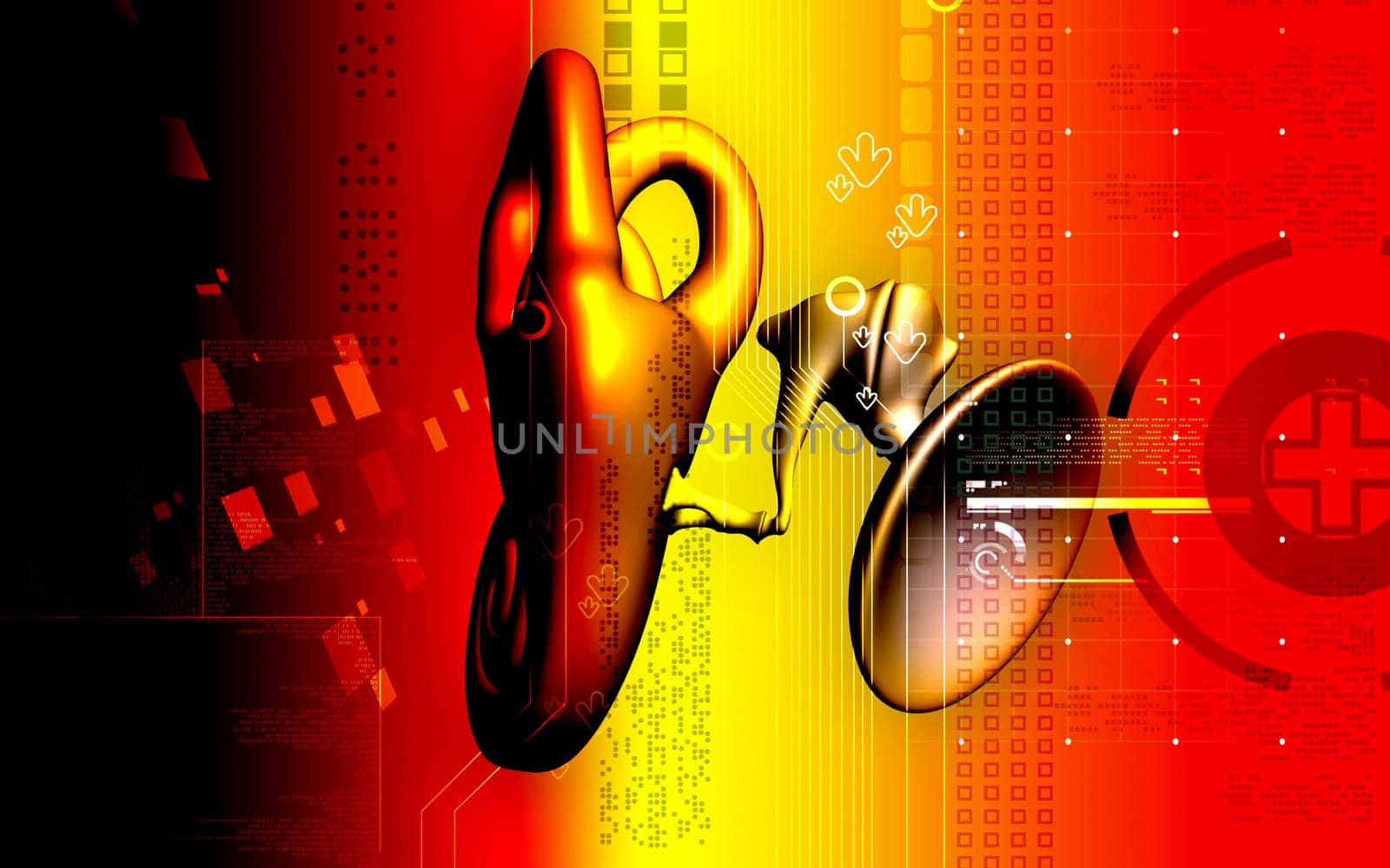 Digital illustration of ear in colour background