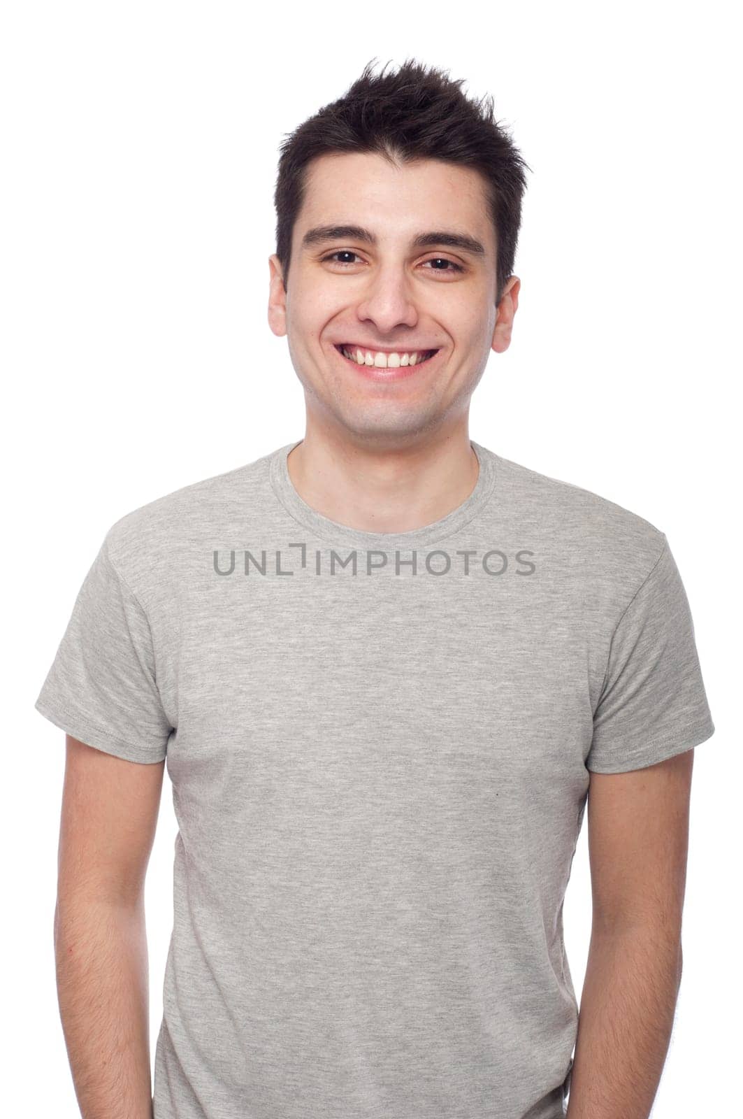smiling young casual man portrait isolated on white background