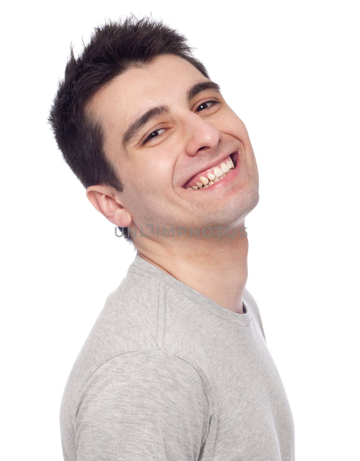 smiling young casual man portrait isolated on white background
