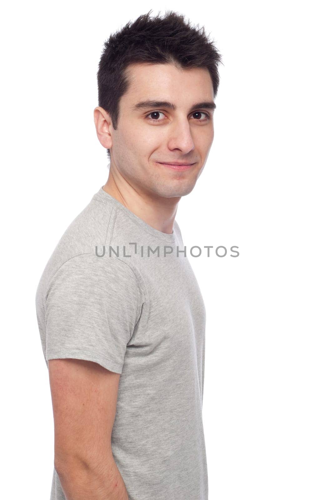 young casual man portrait isolated on white background