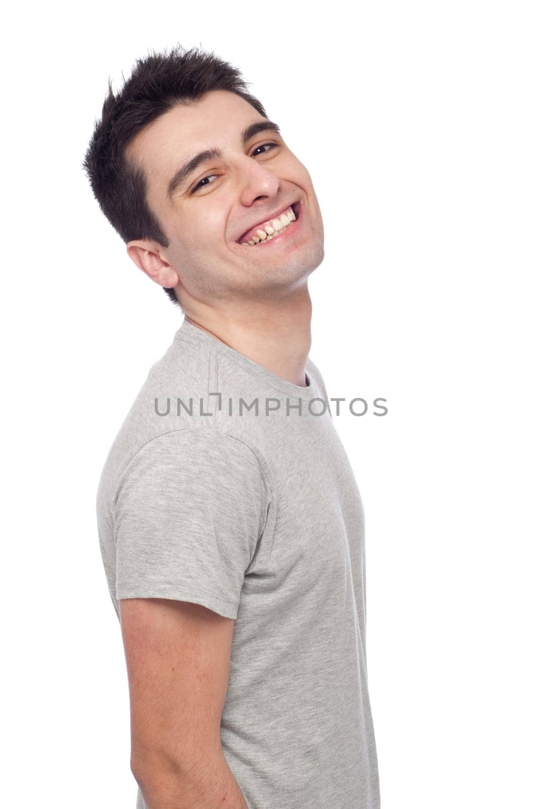 smiling young casual man portrait isolated on white background