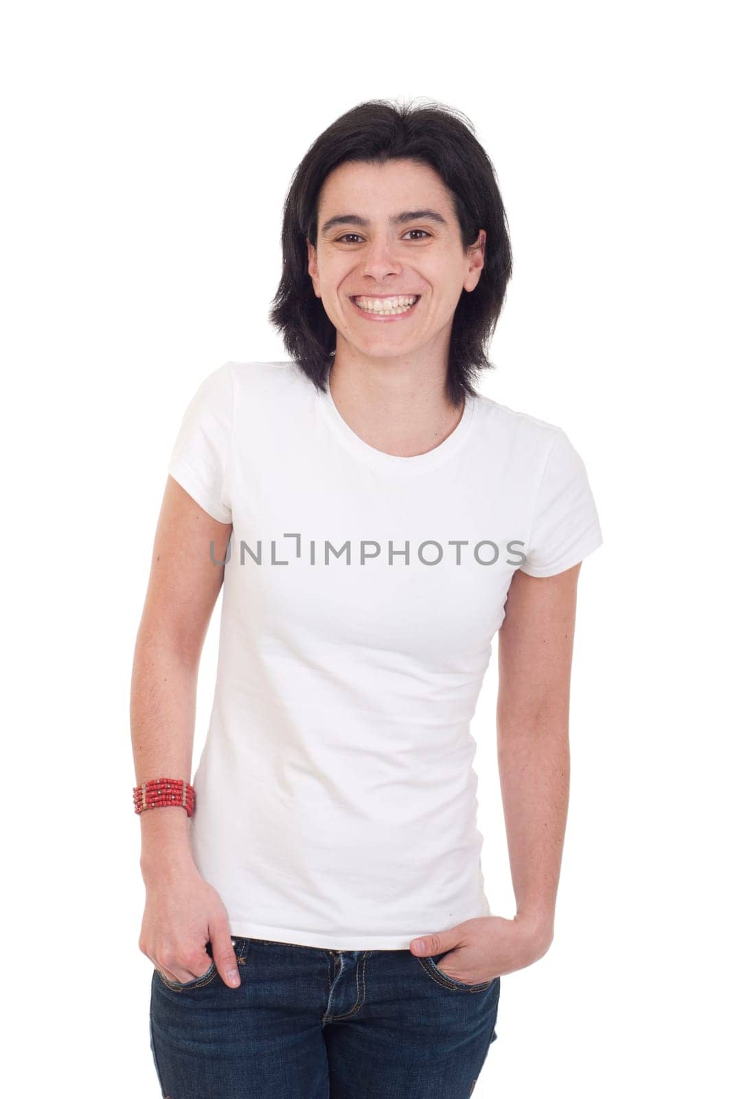 smiling casual woman portrait isolated on white background