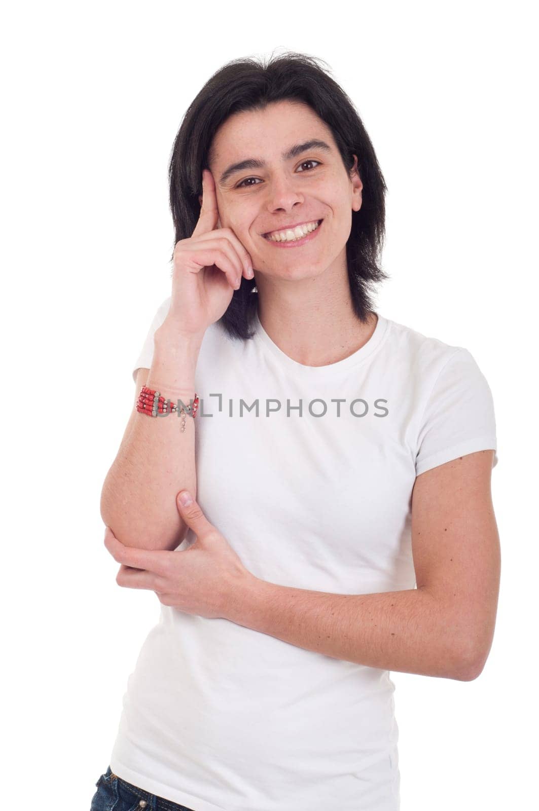 smiling casual woman portrait isolated on white background