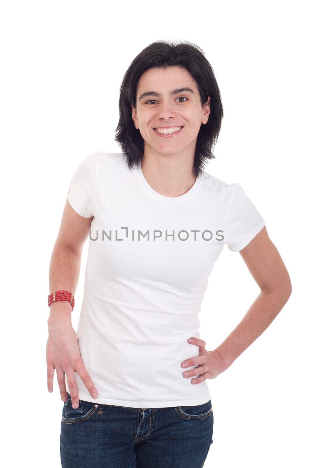 smiling casual woman portrait isolated on white background
