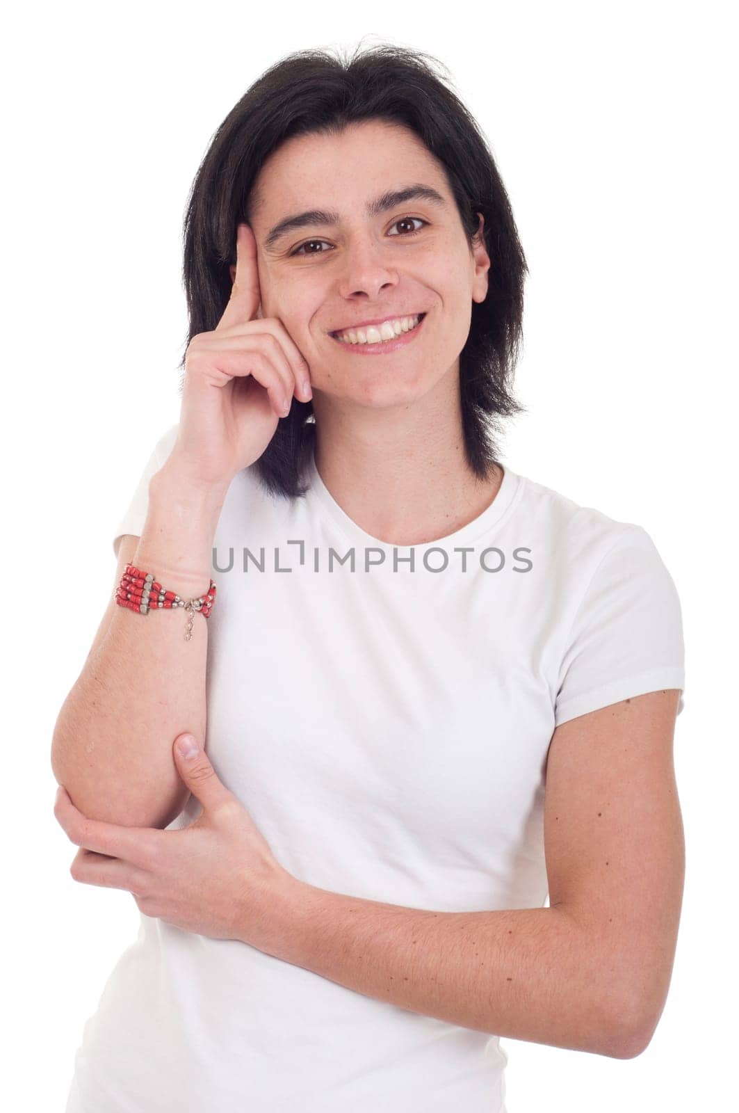 smiling casual woman portrait isolated on white background