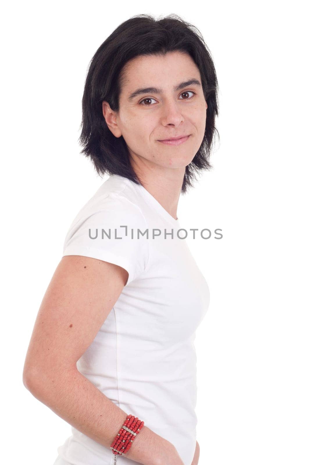 casual woman portrait posing isolated on white background