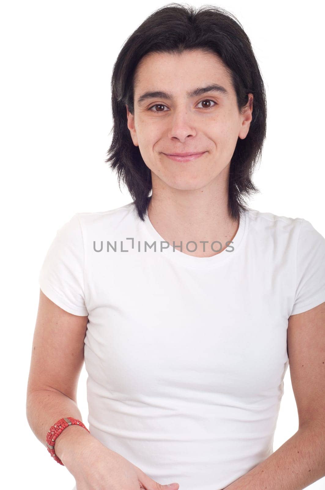 happy casual woman portrait isolated on white background
