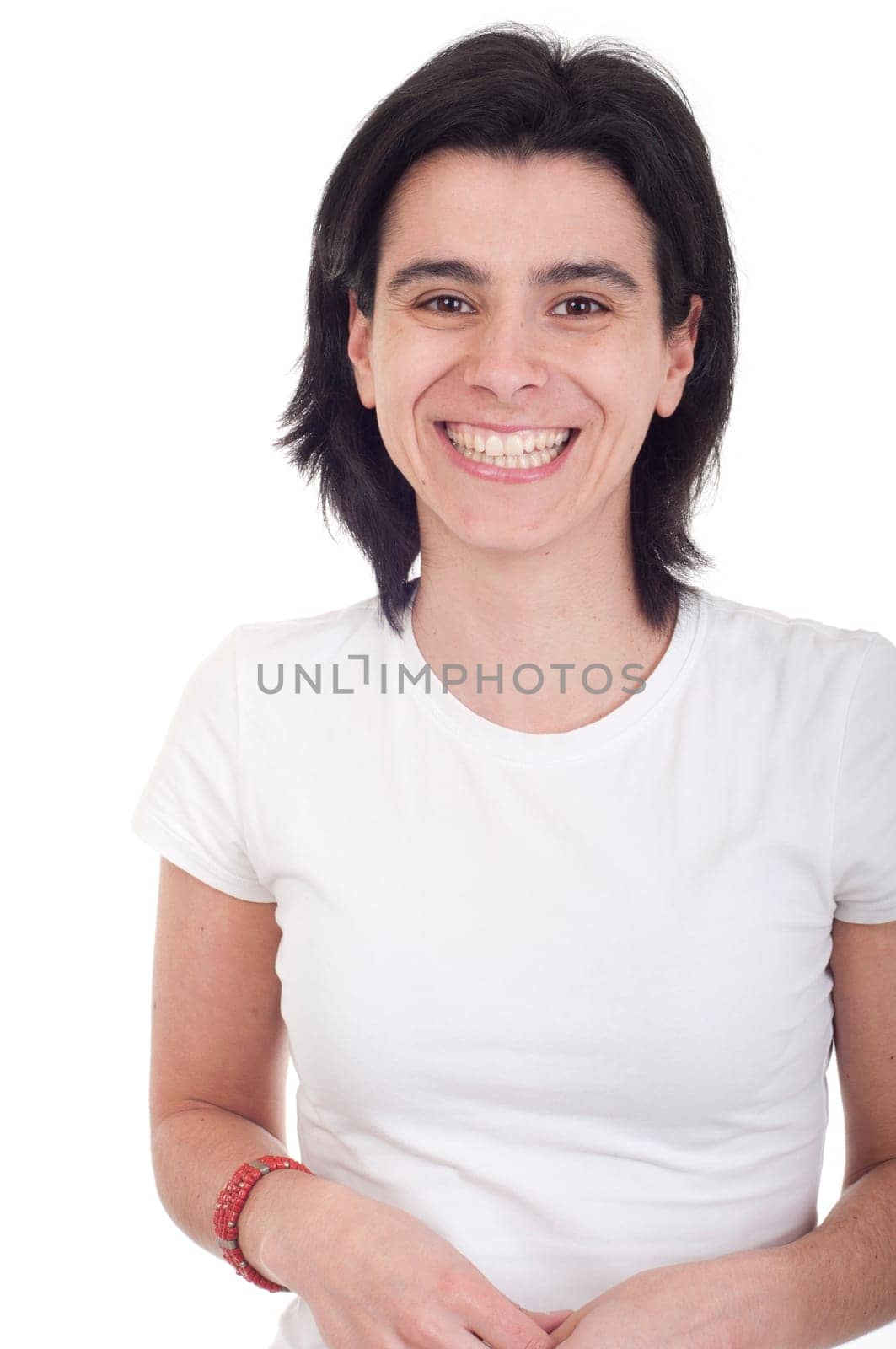 smiling casual woman portrait isolated on white background