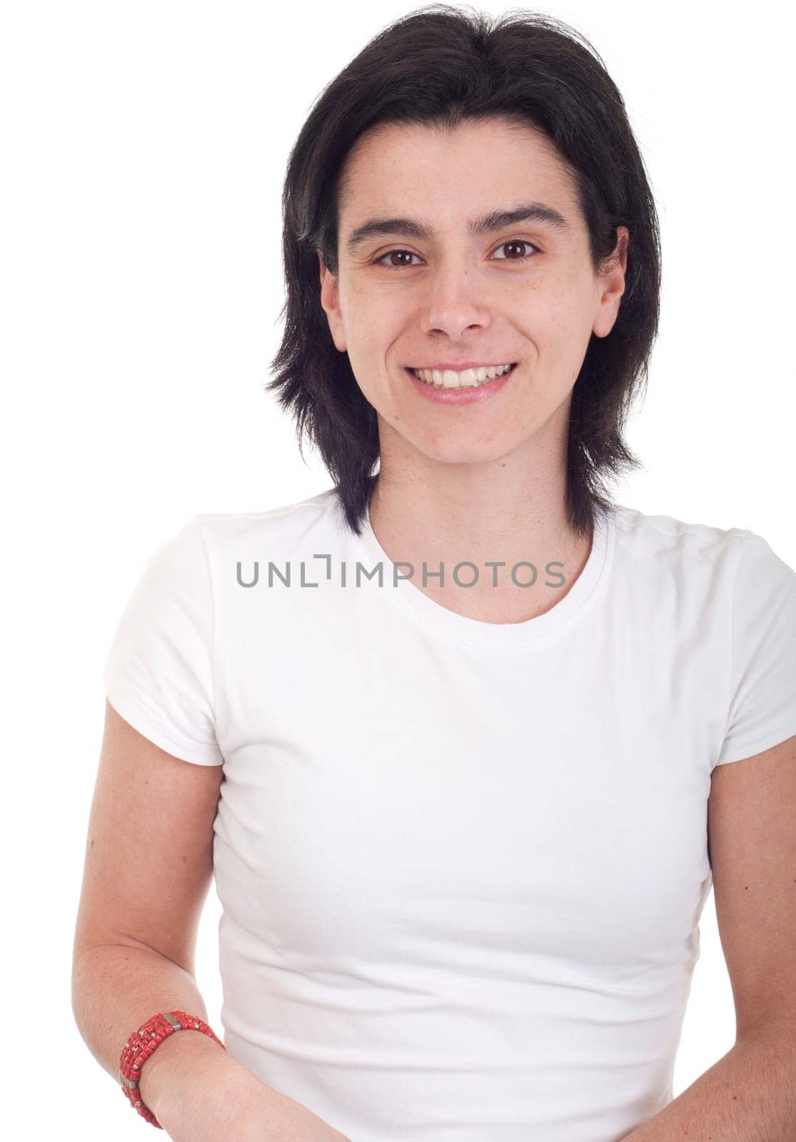 smiling casual woman portrait isolated on white background