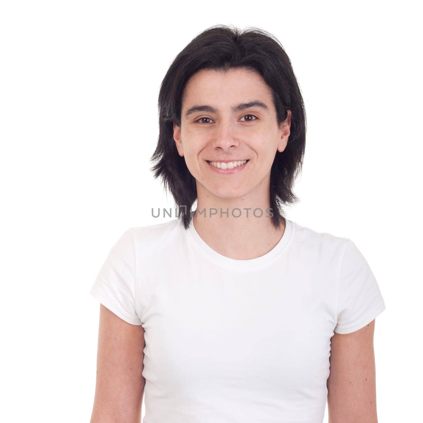 smiling casual woman portrait isolated on white background