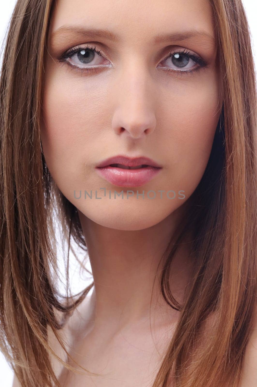 Portrait of young beautiful woman  - isolated on white