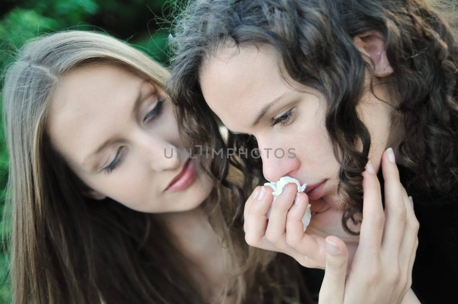 Friends series - detail of two teenage girls, one comforts and regrets another