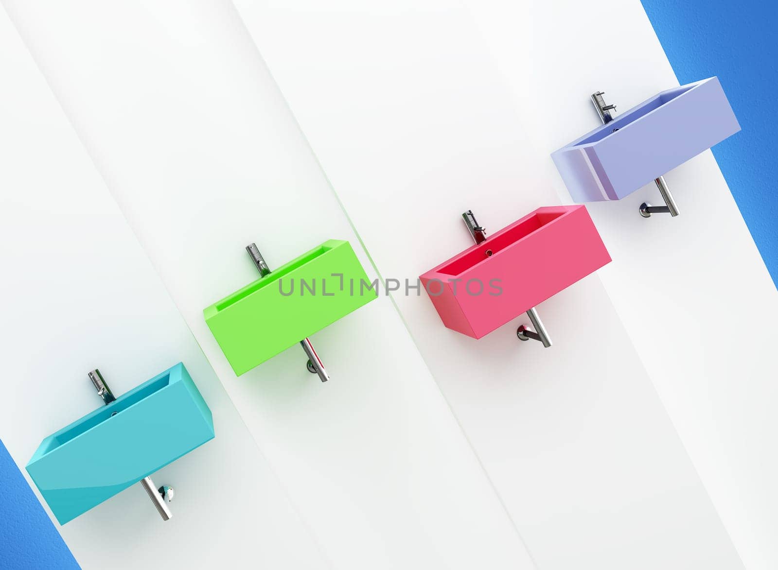 Set of colored sinks - 3D Render